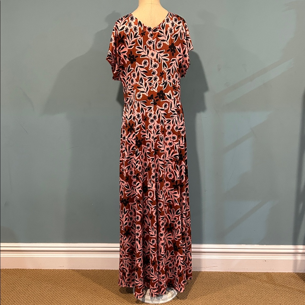 Alexia Admor Brielle Maxi Dress Large Pink Brown Multi Floral Wedding Formal - Picture 3 of 16